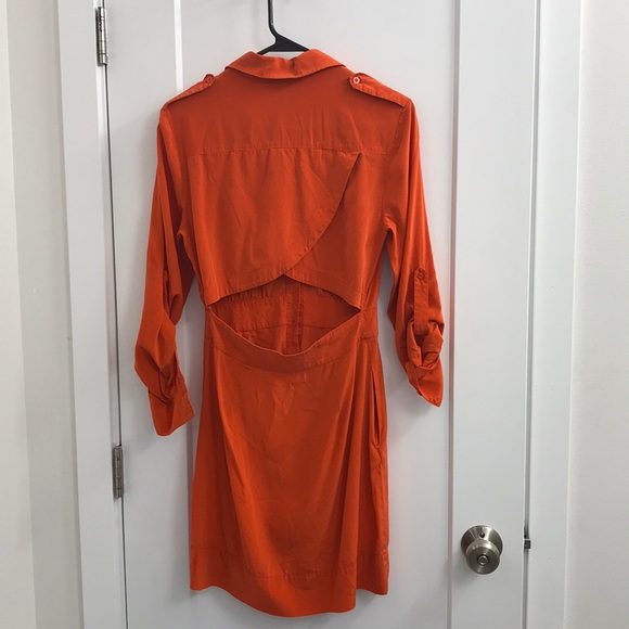 Bebe dress orange rust color open back slit - Picture 2 of 2